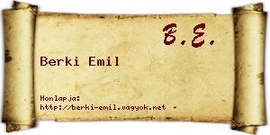 Berki Emil névjegykártya